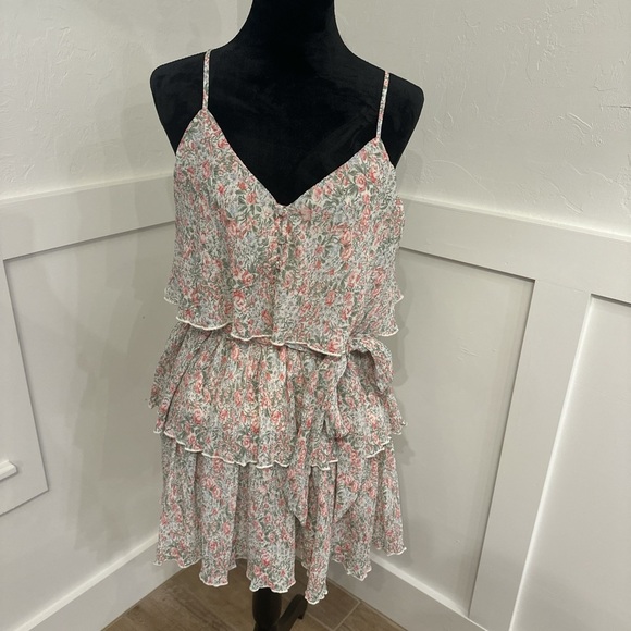 Pink Tiered Ruffled Mini Sundress - Picture 1 of 3